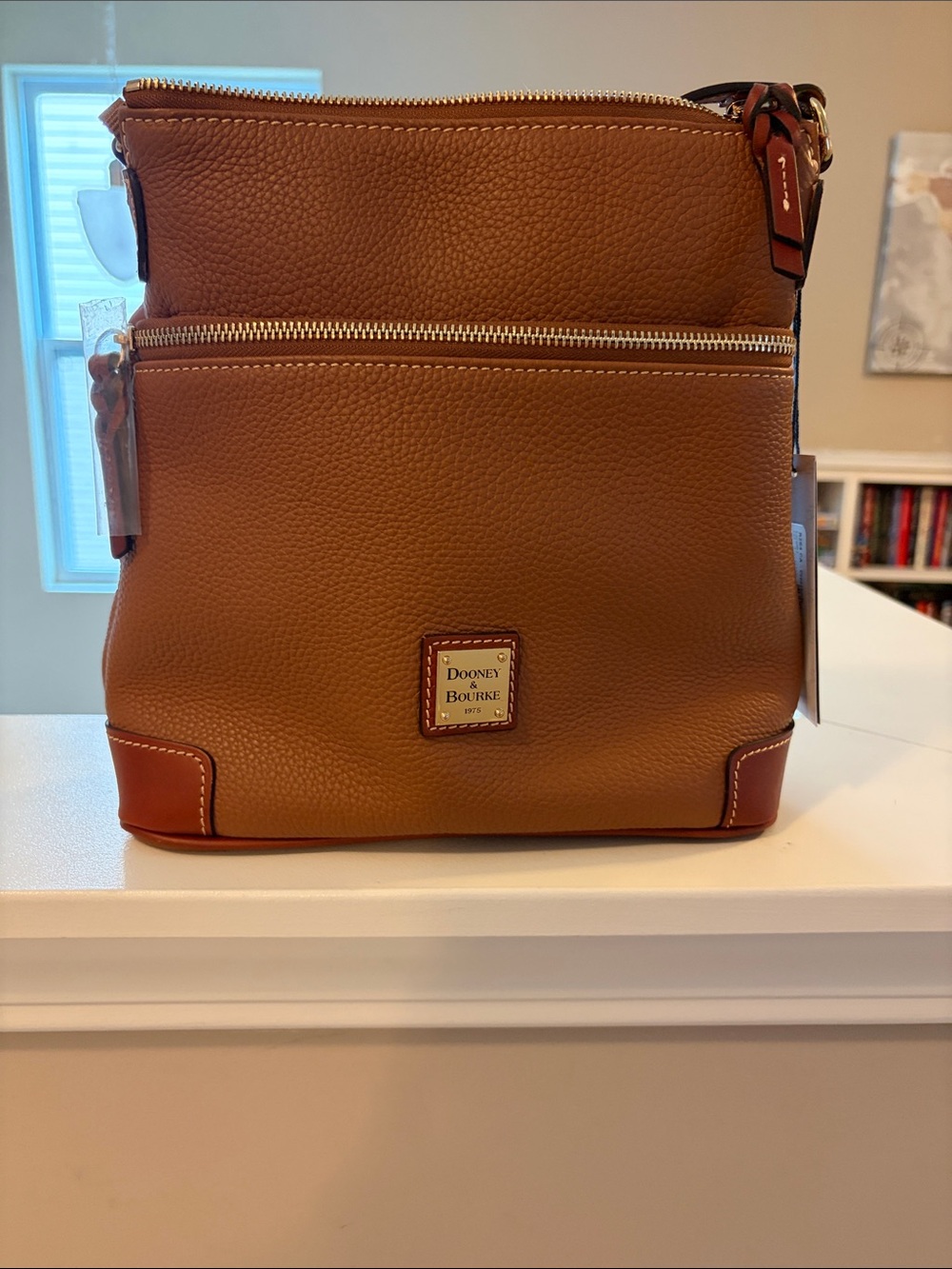 Dooney & Bourke Brown Pebble Leather Messenger Crossbody